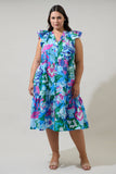 Lavera Floral Charlotte Button Midi Dress plus
