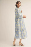 SKY BLUE WITH CREAM DETAIL DRESS
