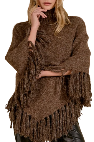 Women's Elan Turtle-Neck Sweater with Fringe