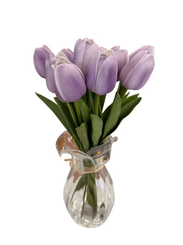 K&K-13 Inch Real Touch Mini Tulip Bundle (12 Stems) Vase not included