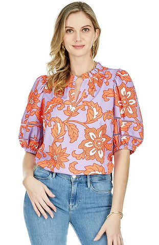 Puff Sleeve Blouse in Flowery-JADE