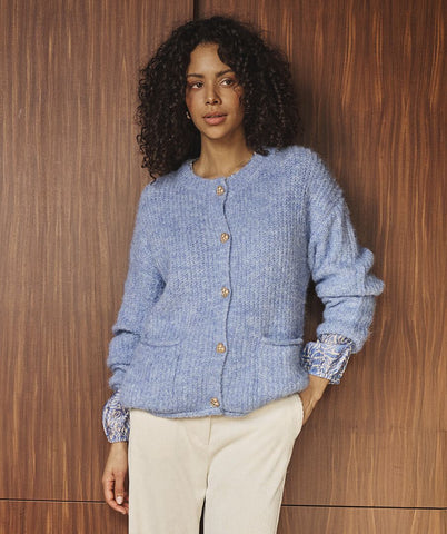 Cardigan fancy buttons blue- Esqualo
