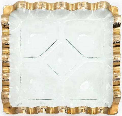 Annieglass- Ruffle Square Chip & Dip with Sections