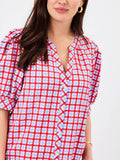 Elaine Top | Gingham Red + Blue: XS