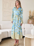 Floral Printed Button down Midi Dress- Current Air
