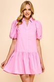 COLLARED TIERED MINI DRESS