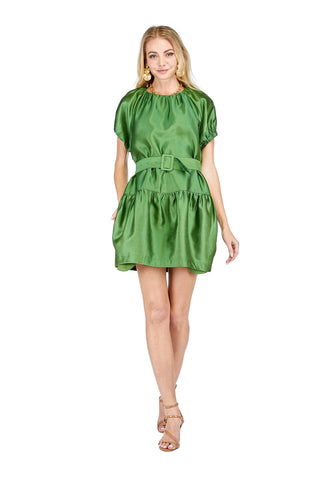 JOY JOY  Belted Tulip Dress - Olive