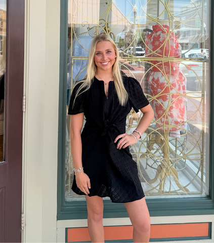 THML-Short Sleeve Textured Dress