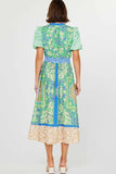 Floral Printed Short Sleeve Midi Dress-Current Air