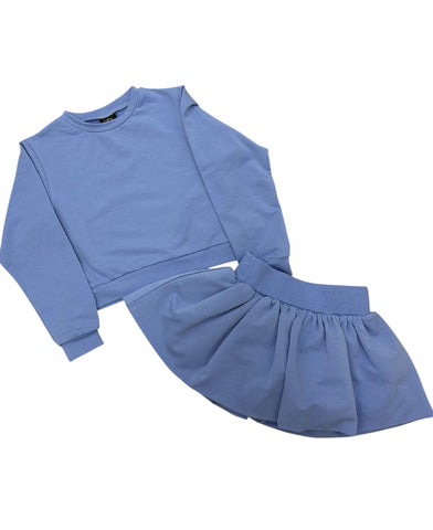 Little Olin-AW Blue Cropped Sweatshirt and AW Blue Gathered Skort