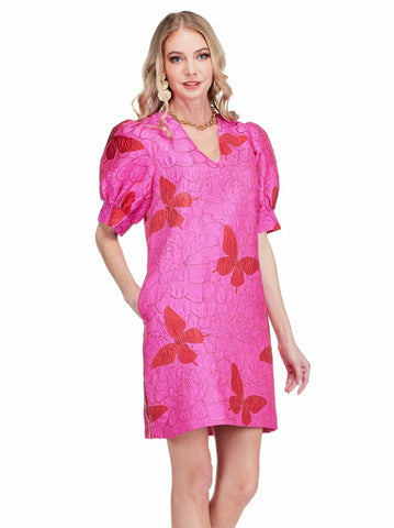 Jade Flutter Bloom V Neck Dress