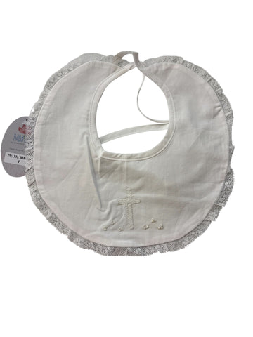 Baby Sen- Bib - White Cross Lace