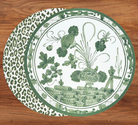 VIDA Faenza and Leopard Reversible Placemats Set of 4 (pick your color)
