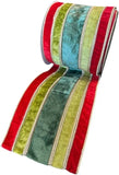 John Mark enterprise- red/apple/green velvet stripe metallic upon 6inc