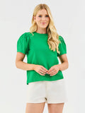 Larissa Pleat Sleeve Tee | Green: XS