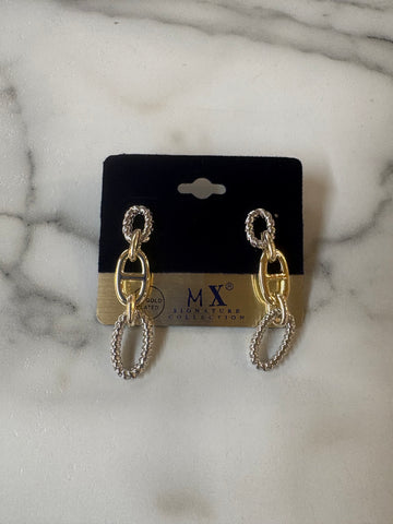 Linked Two Tone Mariner & Oval Earrings