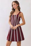 Contrast Vertical Trim Fit & Flare Mini Dress