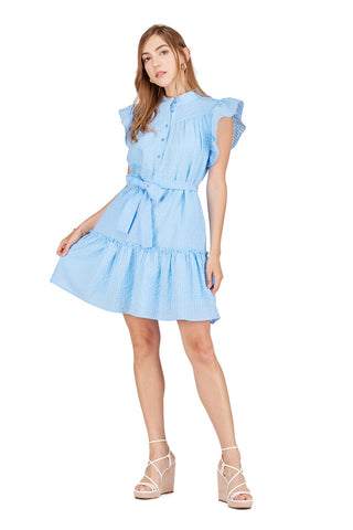 Joy Joy Placket Peplum Dress, Blue