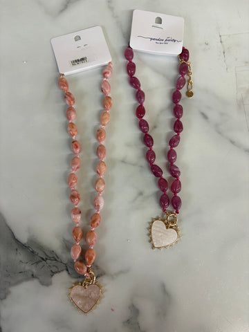 Color Beaded Heart Necklace