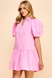 COLLARED TIERED MINI DRESS