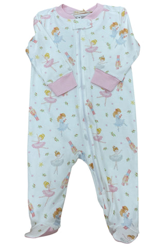 Baby Club Chic-pink nutcracker printed zipped footie