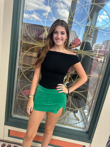 Nia Green Velour Skort