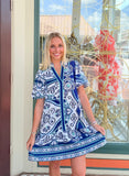 THML Puff Sleeve Tiered Dress