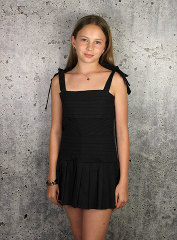 If So- Black Cross Pleasts Dress