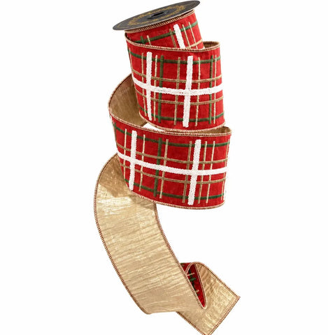 John Mark Enterprises- red, gold, Green plaid Dupion Gold
