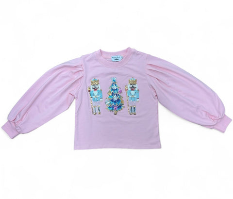 Erge- Sequins Nutcracker Puff Sleeve SweaterShirt