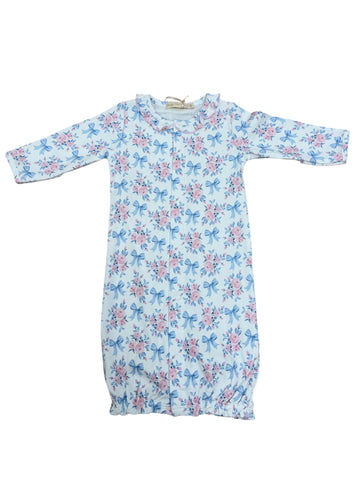 Baby club chic-blue floral bows conv. gown w/ruffle