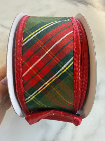 John Mark enterprise- Traditions plaid DBL fused Metallic Red 2.5
