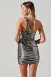 GOLDA METALLIC ONE SHOULDER BODYCON MINI DRESS- ASTER THE LABEL