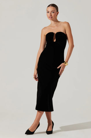 Arista Sweetheart Velvet Midi Dress