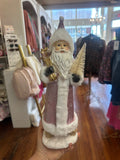 Young-Resin Pink Tabletop Santa with Tree 14"