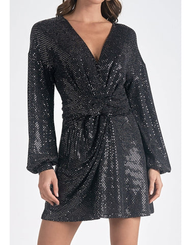 elan dress Elan-Black LS sparkle dress