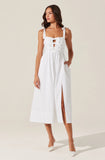 White Helia Bow Front Midi Dress-Astr