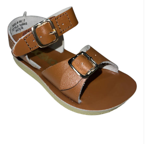 Velcro Leather Sandals-Tan