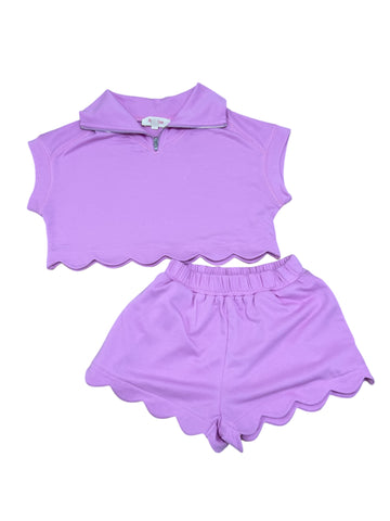 Peach Love- French Terry Scallop Hem Set