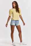 DEAR JOHN DENIM DANI PUFF SLEEVE TOP BANANA YELLOW