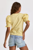 DEAR JOHN DENIM DANI PUFF SLEEVE TOP BANANA YELLOW