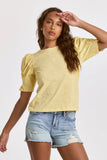 DEAR JOHN DENIM DANI PUFF SLEEVE TOP BANANA YELLOW