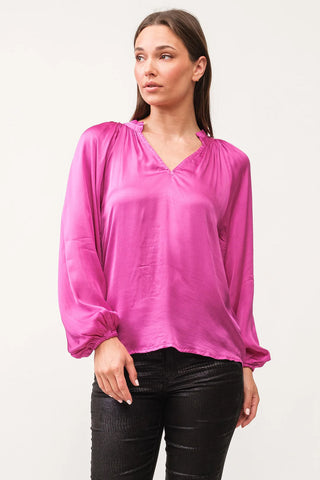 MANON V-NECK LONG SLEEVE TOP DAHILA MAUVE- DEAR JOHN