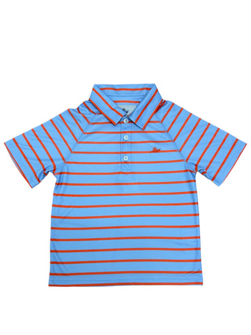SouthBound- Boys Polo - Serenity- Camellia Stripe