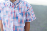 Regatta and Coral Short Sleeve Destin Dress Shirt- SOUTH BOUND