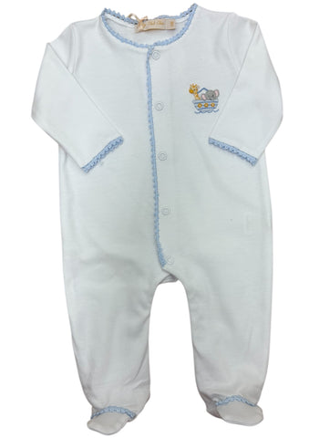 Baby Club Chic-noah's ark - blue footie w/crochet trim