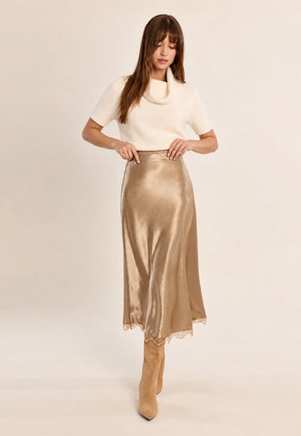 Gold Satin skirt with lace- Molly Bracken