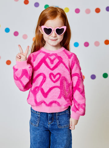 Design History-Girls Plenty Pink Heart Sweater