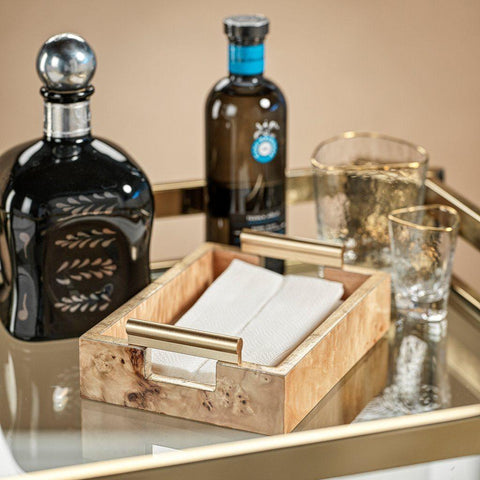 Zodax Wood Tray with Gold Handles