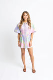 Karlie Clothes  Pastel Large Floral Puff Sleeve Shirt Dress